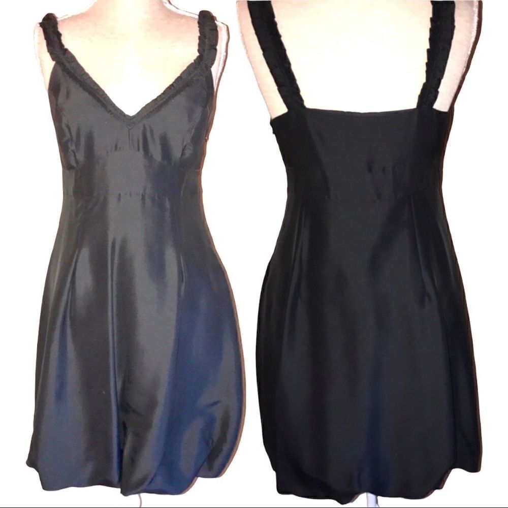 Kenzie Vintage Bubble Hem Silk Black Dress